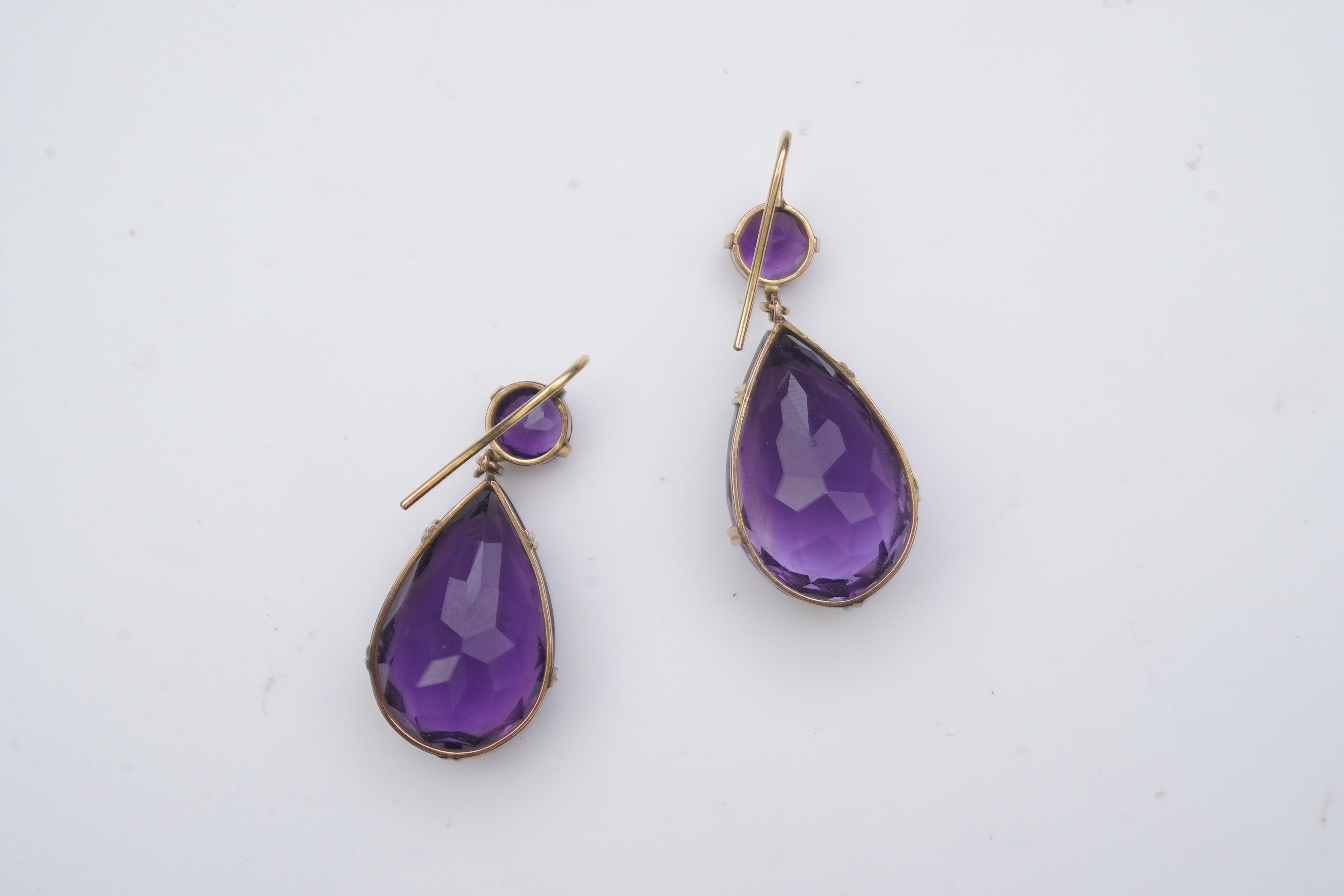 A pair of amethyst earrings, early 20th century